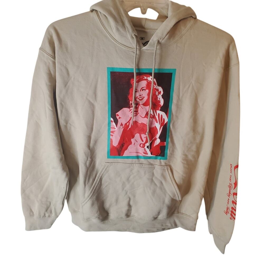 Coca Cola Cream/Tan Graphic Hooded Sweatshirt, NWOT, M